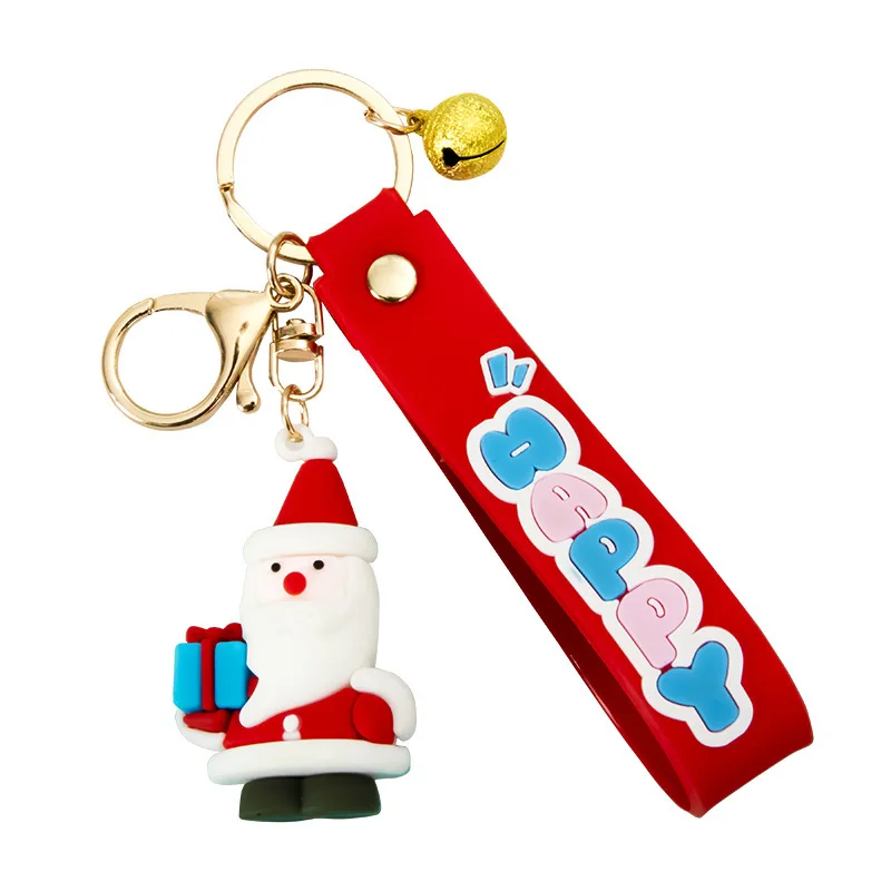 

1PCS Fashion Cute Holiday Soft Keychain Cartoon Santa Claus Snowman Elk Three-dimensional Key Pendant Bag Gift S78