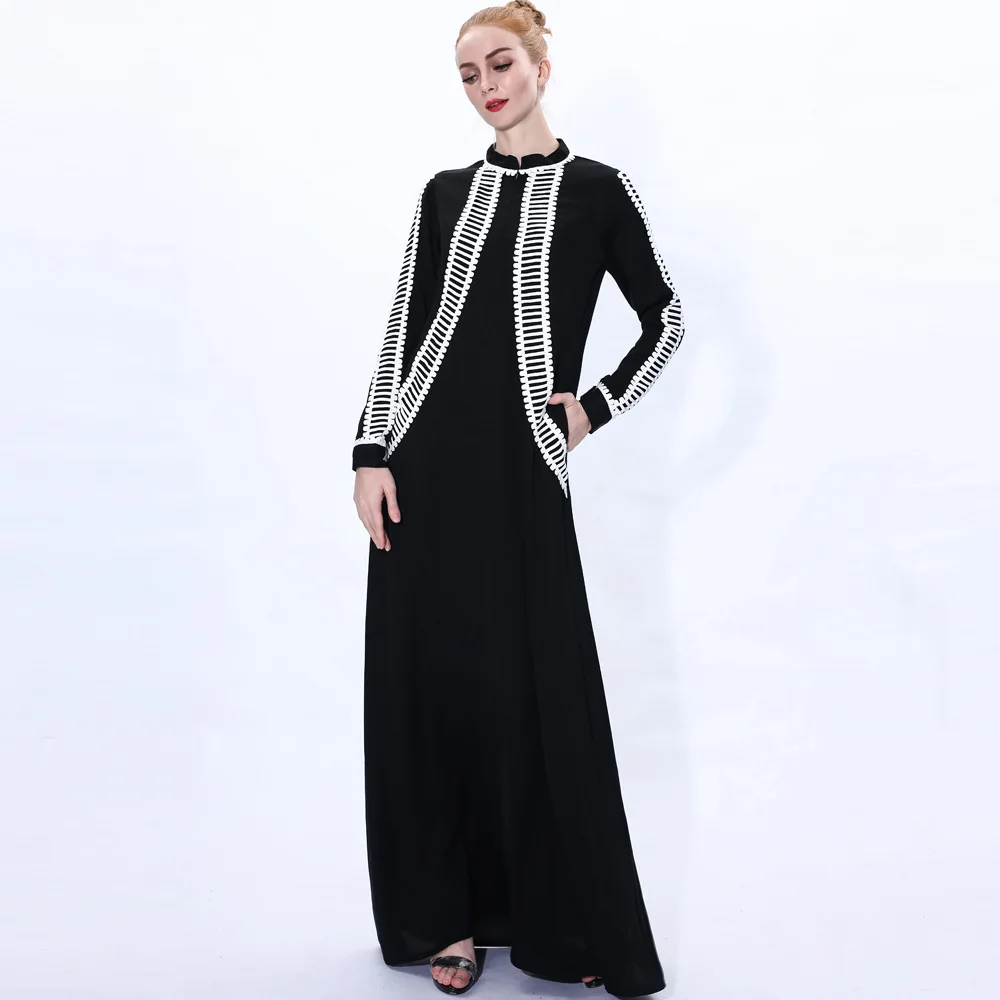 Elegant Abaya Dress Women Splice Simple Modest Muslim Dresses Kimono Elbise Turkey Islamic Moroccan Kaftan Jibab Hijab Vestidos |