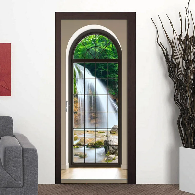 Водостойкие настенные 3D Наклейки для дверей водопада и 2 шт./компл.|Дверные