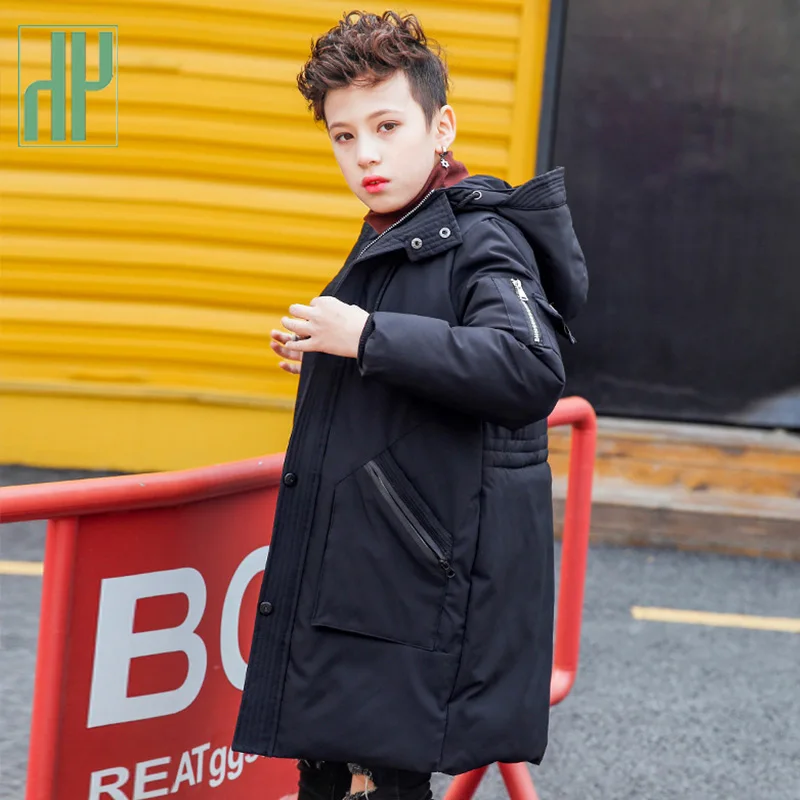 -30 Водонепроницаемая зимняя куртка для мальчиков теплая пуховая с хлопковой