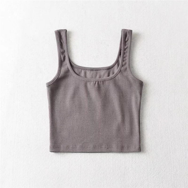 Топ LUNDUNSHIJIA женский хлопковый в рубчик Модный облегающий без рукавов