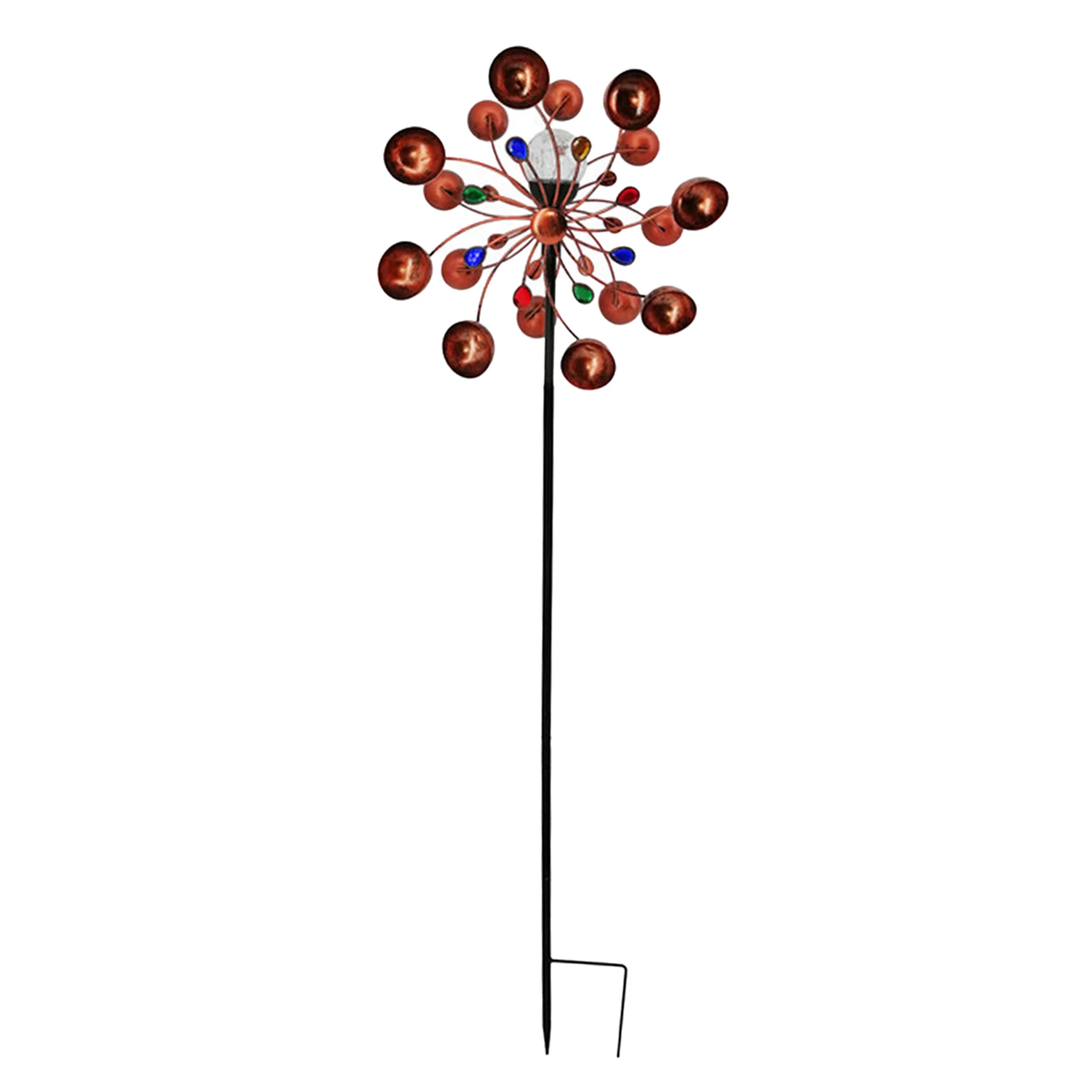 Bronze Solar Wind Spinner LED Windmill Stake Garden Yard Lawn Art Decor