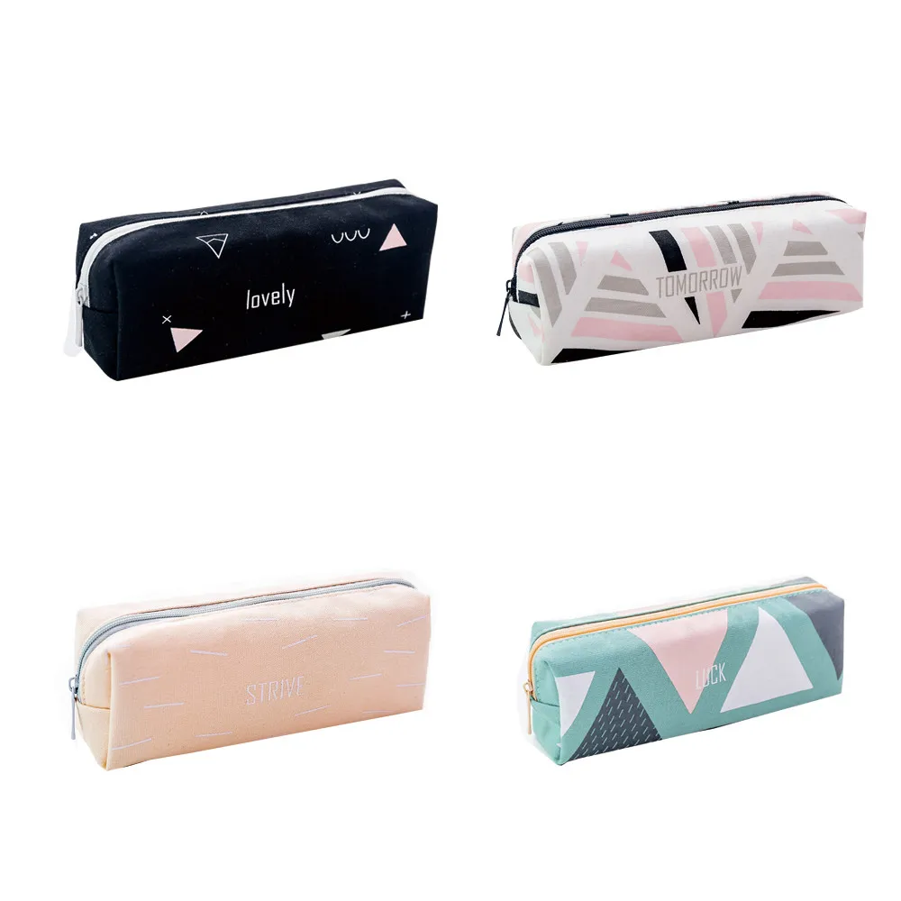 

Simple Pencil Pen Case Cosmetic Makeup Bag Storage Pouch Purse Students School Pencil Box Office Stationary Accessories Tool