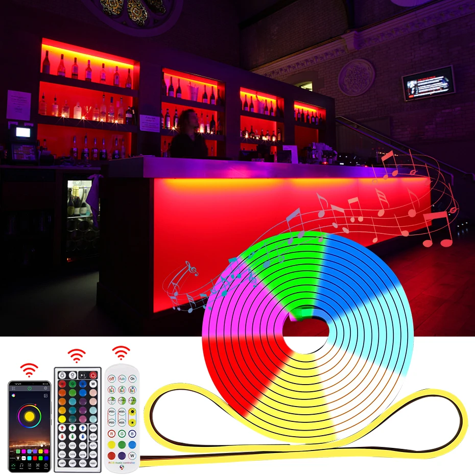 

Waterproof LED Strip Light 1M 2M 3M 4M 5M SMD3030 Flexible Rope Lights DC 12V Dimmable RGB Led Neon Lamp Buletooth Music Control