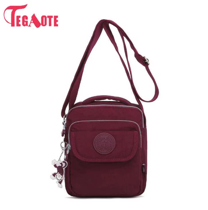 TEGAOTE Нейлоновые женские сумки на плечо одноцветные молнии мессенджеры летние