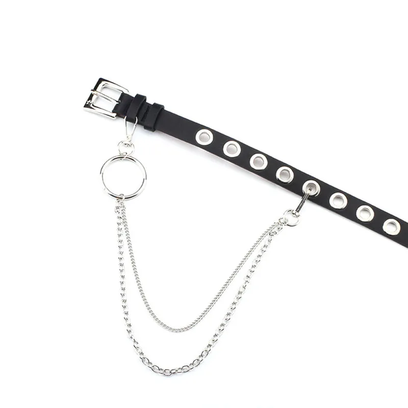 Ремень с металлической цепочкой Женский модный пояс из искусственной кожи в