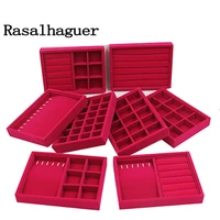 new fashion red velvet jewelry packaging gift box earrings rings display tray jewellery organizer stand drawer storage case
