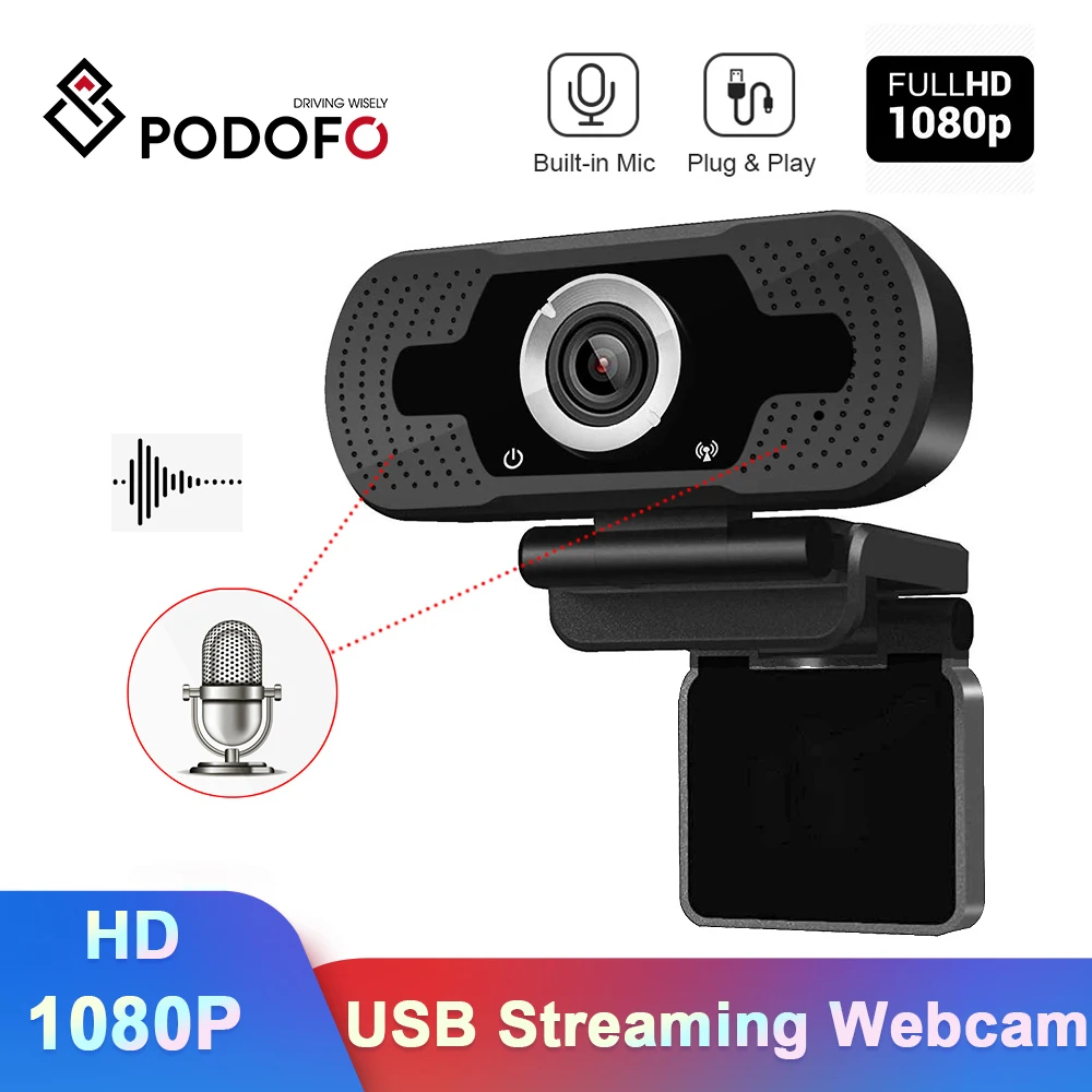 Веб-камера Podofo HD со встроенным двойным микрофоном 1080P USB | Компьютеры и офис