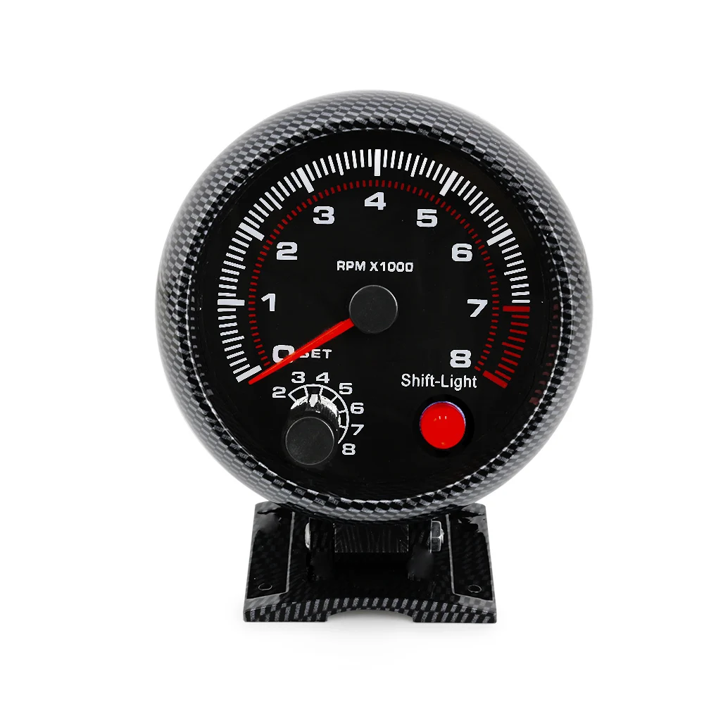 

Tachometer 3.75inch 80mm Racing Car 0-8000 RPM Carbon Fiber RPM Gauge With Shift Light Mounting Bracket Auto Car Meter