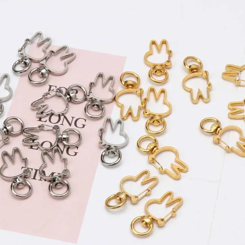 10Pcs Cute Rabbit Keychain Metal Swivel Lobster Clasp Snap Hook Jewelry Findings | Украшения и аксессуары