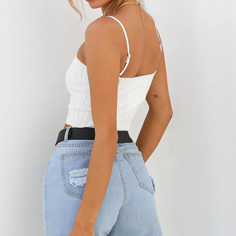 Женский укороченный топ на тонких бретельках летний классический короткий