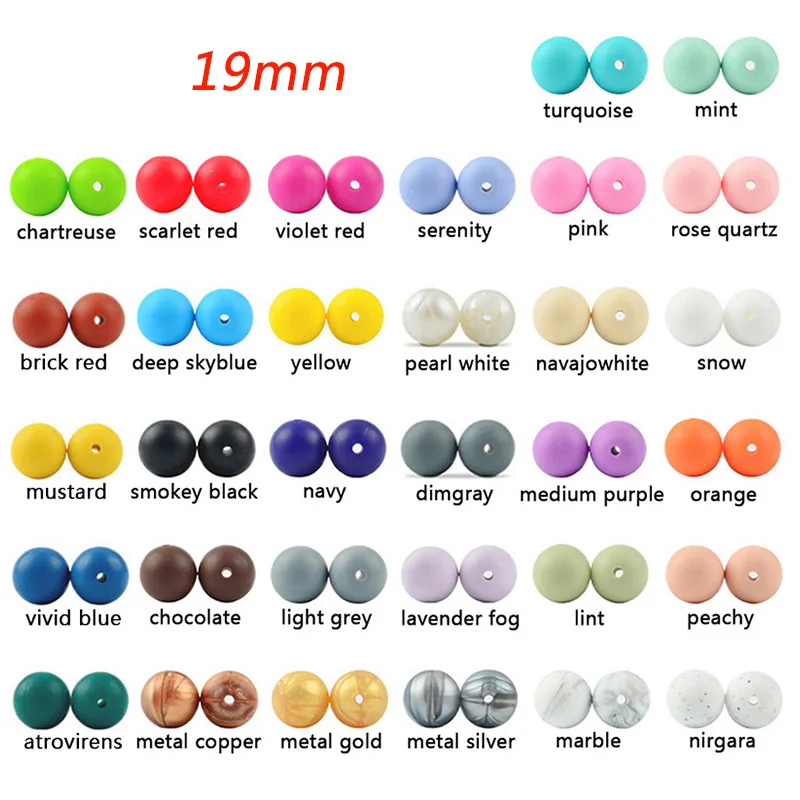 Оптовая продажа 15 шт./лот 19 мм круглые силиконовые бусины без бисфенола А детские