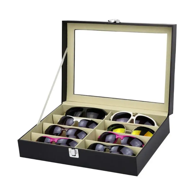 

8 Slot Eyeglass Sunglasses Storage Box Men Women Glasses Display Case Organizer Collect Boxes D08E