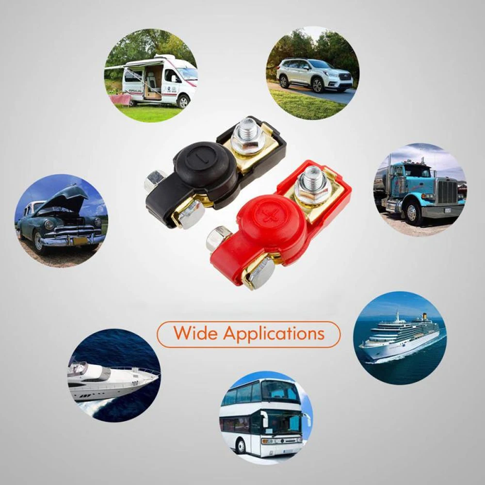 

12V 24V Automotive Top Post Car Battery Wire Cable Terminals Clamp Connectors Kit Positive and Negative Set