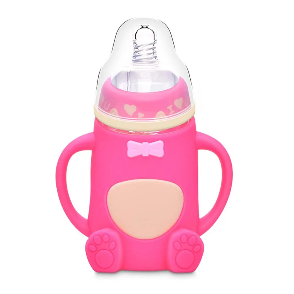 

Wide-Caliber Milk 240ml Anti-colic Cute Bear Learning Drinking Cup Clear Scale Dual Use Baby Feeding Bottle Leak Proof Training