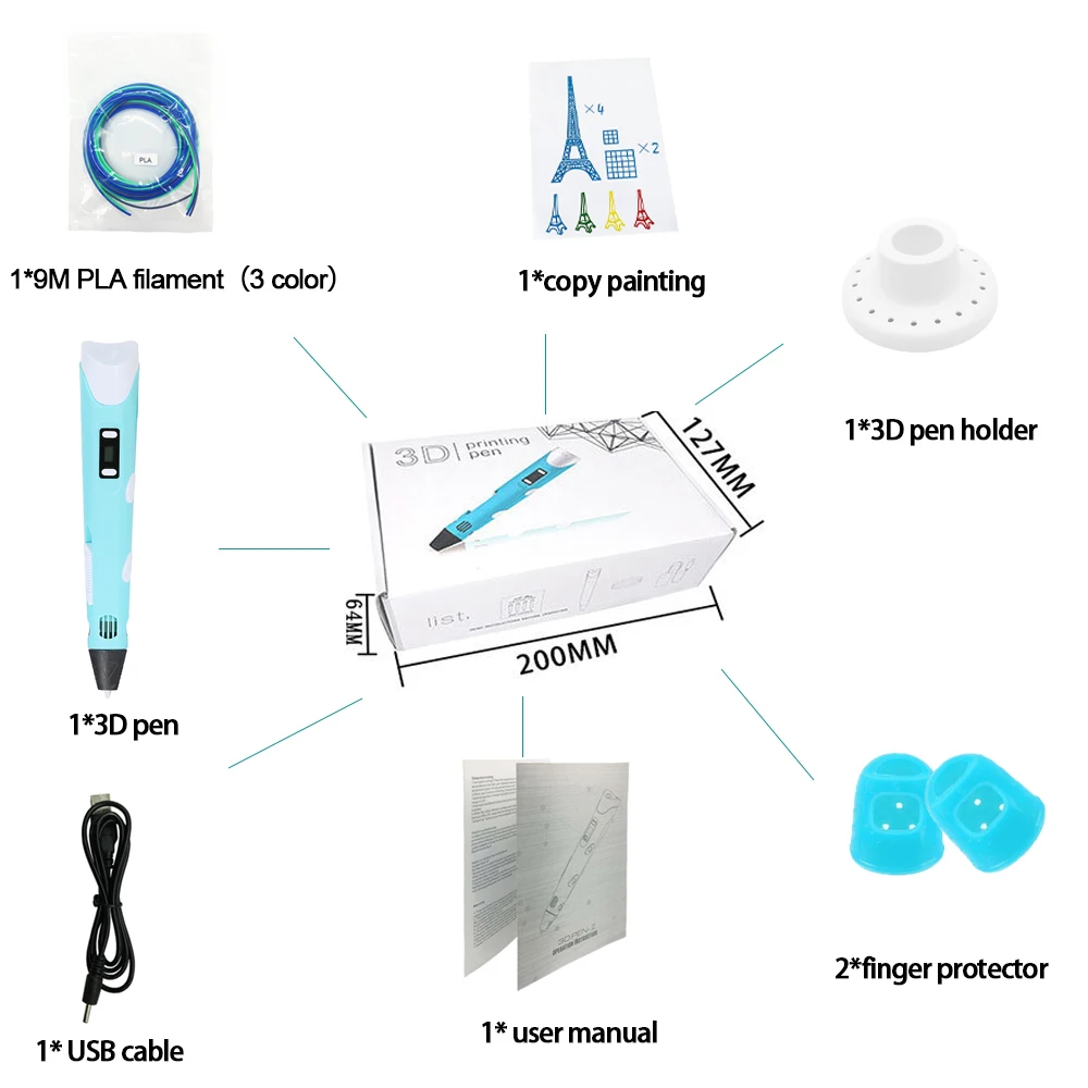 

Hot 3D Pen LED Screen DIY 3D Printing Pen PLA Filament Creative Toy Gift For Kids Design Drawing 3D Printer Pen Drawing Stift