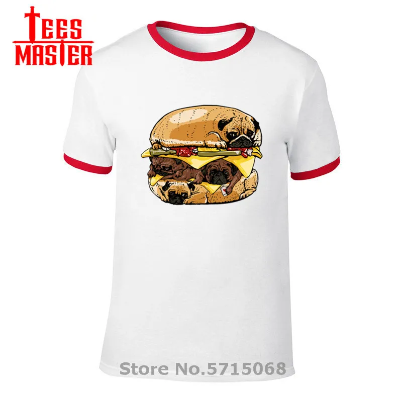 Забавные вмопсы футболка с принтом гамбургеров Мужская в виде мопса женская