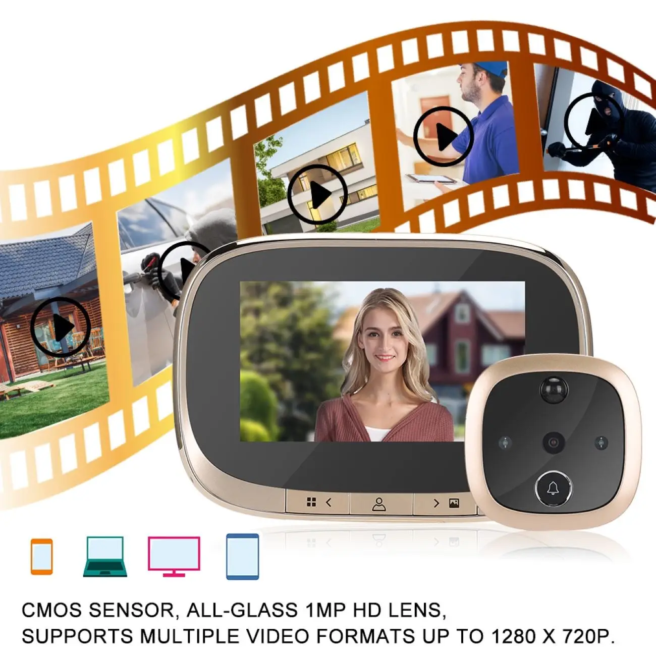 

4.3 inch LCD Color Screen Digital Doorbell Smart Electronic Peephole Night Vision Door Video Camera Viewer Outdoor Door Bell