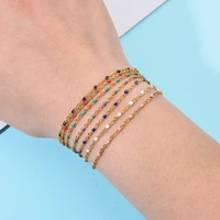 zmzy boho gold color stainless steel chain bracelets for women link enamel beads bracelet 2022 jewelry femme pulseira