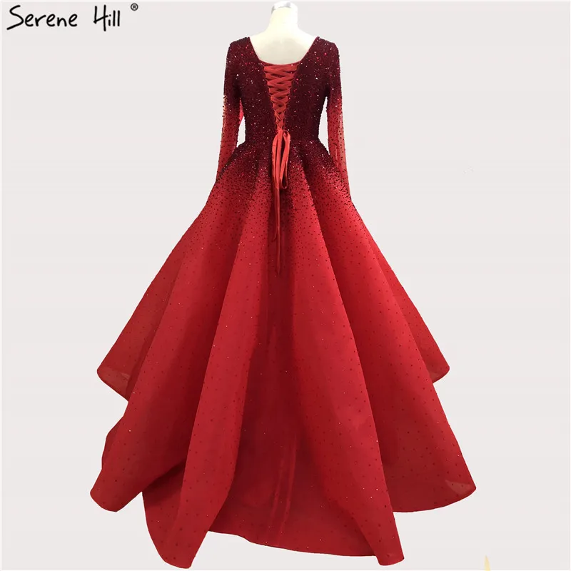 Dubai V-Neck High-end Sexy Prom Dresses 2020 Long Sleeve Crystal Luxury Gowns Design Serene Hill DLA70272 | Свадьбы и торжества