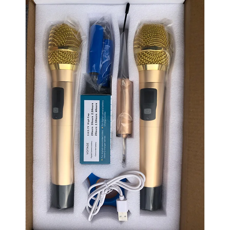 Беспроводной двойной микрофон UHF профессиональный динамический передатчик
