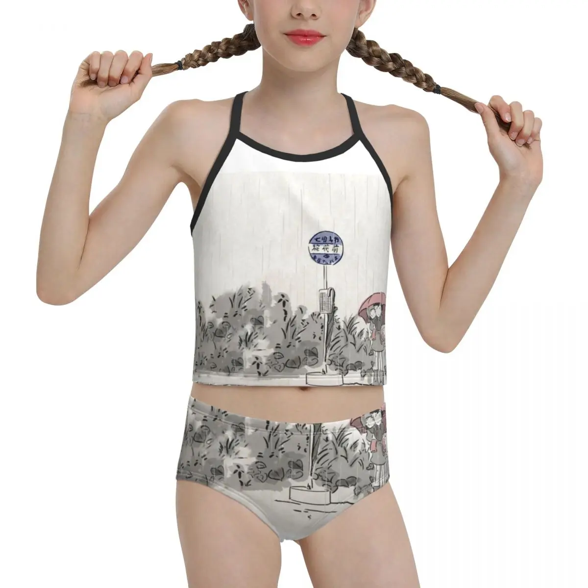 

2021 Аниме Манга Chibi купальники для младшей старшей школы принт Totoros Милая кошка бикини оптом бренд для детей для девочек