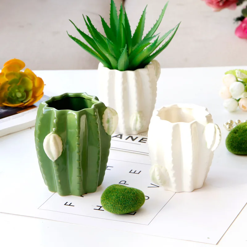 

Creative Cactus Flower Pot Ceramic Vase Planter Desktop Decoration Home Decor Gardening Supplies Succulent Pot Plant Pot