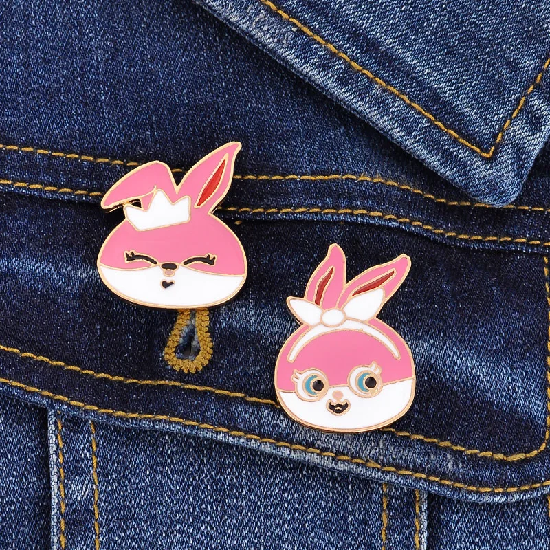 Брошь в виде Милого Животного из мультфильма CreativeJewelrys розовый кролик корона