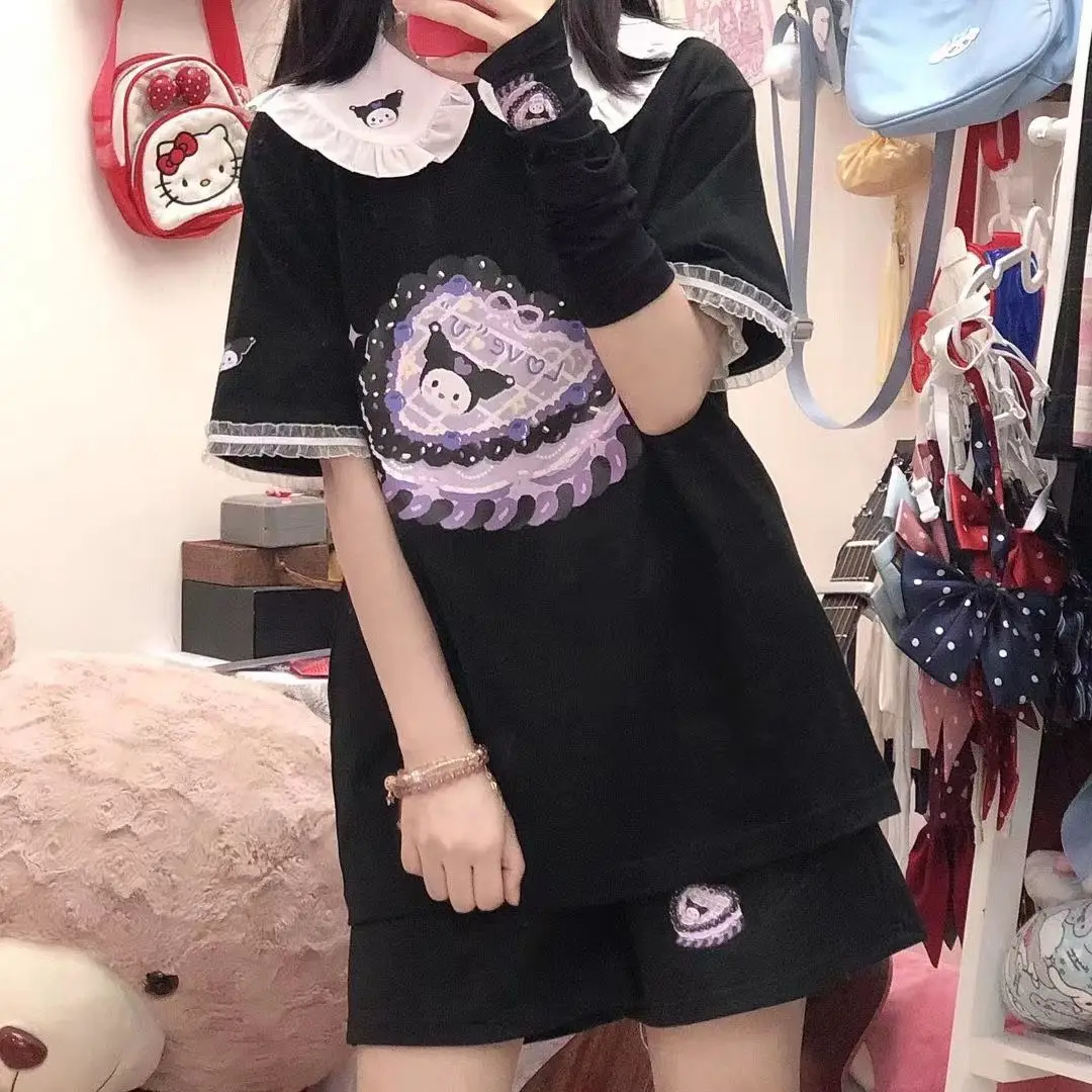 

Japanese Cute Girl JK Suit Women Female Summer Kuromied Casual Pants Korean Style Student Short-sleeved T-shirt Tan Blazer