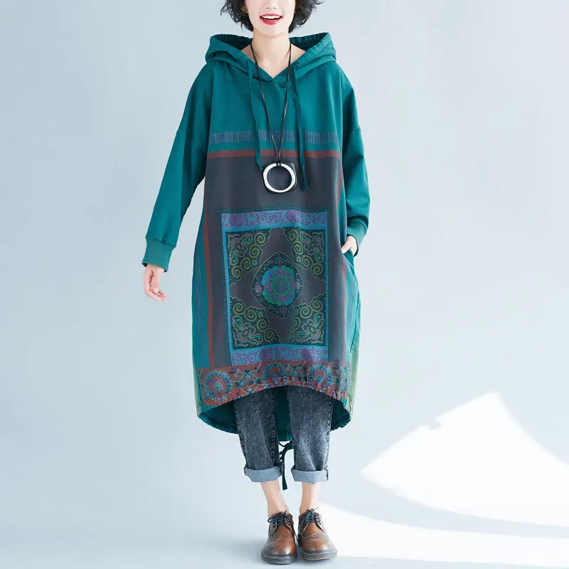 

Women Casual Loose Ethnic Floral Hoodies Sweatshirts Jackets Long Sleeve spring hoodie