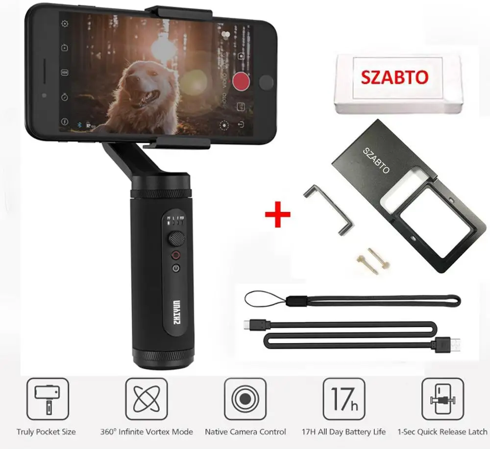 Zhiyun Smooth Q2, 3-х позиционный ручной карданный стабилизатор для смартфонов iPhone, samsung, huawei, экшн-камеры Gopro Hero 7/6/5/4