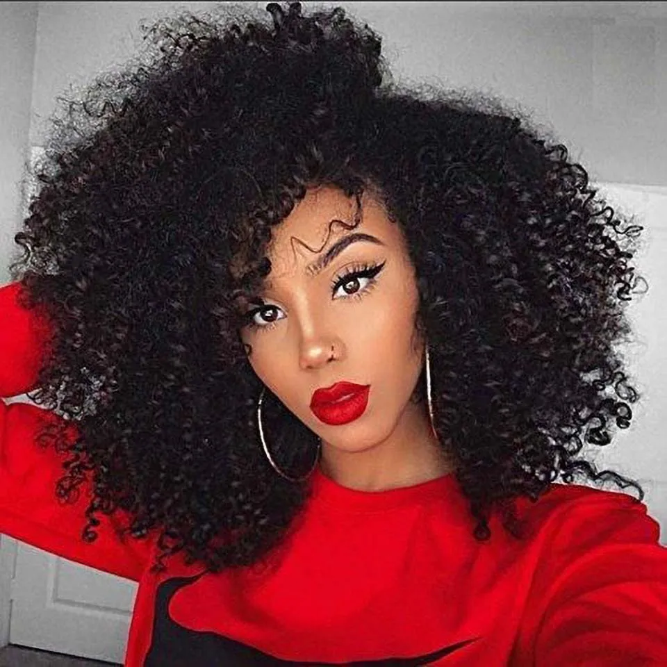 

Mongolian Afro Kinky Curly Cheap Wigs Full Machine Wigs With Bnags Human Hair For Balck Women 100% Real Remy Short Human Wig