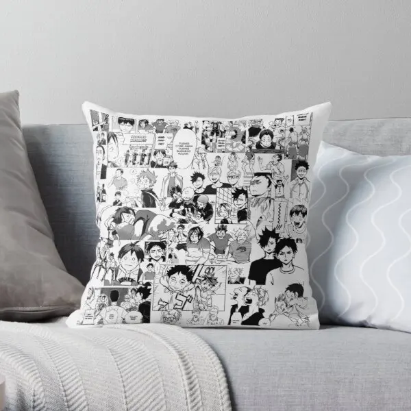 

Haikyuu - Manga Collage Soft Decorative Throw Pillow Cover for Home 45cmX45cm Pillows NOT Included
