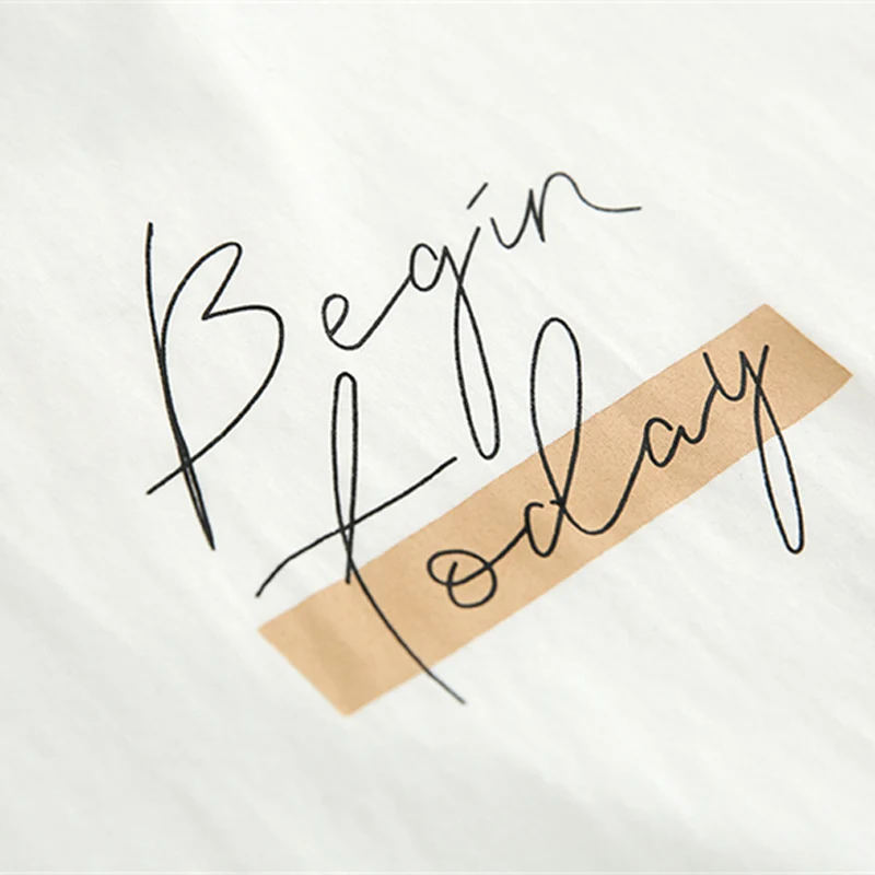 Футболка женская с круглым вырезом и надписью Повседневная Свободная рубашка