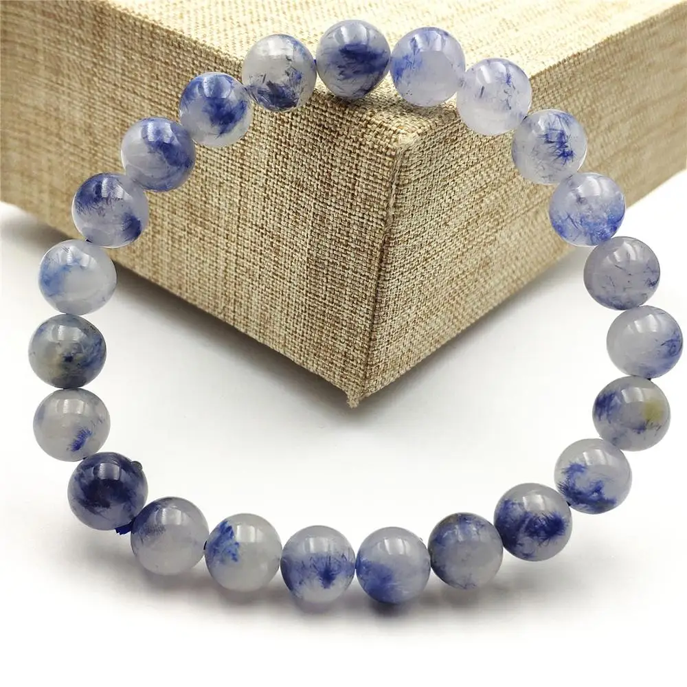 8 мм топ натуральный синий дюмортиерит кварц Rutilated Кристалл для женщин и мужчин