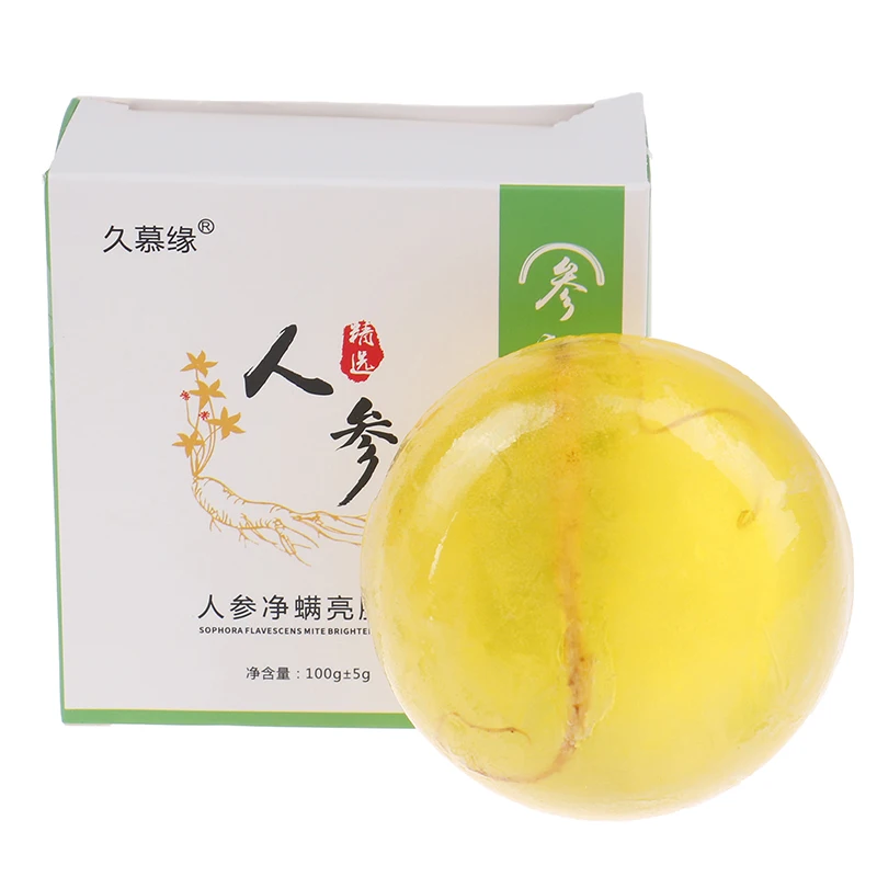 

100g Ginseng Soap Moistening Natural hand made Soap Anti-acne Whitening Soap Sulfur oil control blackhead and mite removing soap