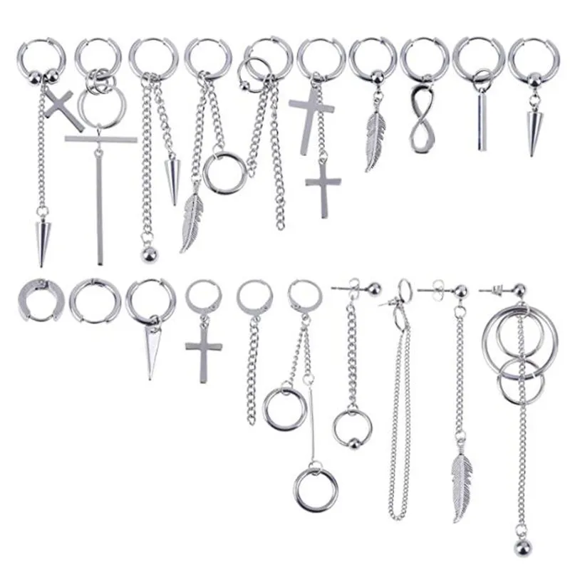 20 шт./компл. KPOP DNA корейские серьги цепочка из нержавеющей стали перо кумир для