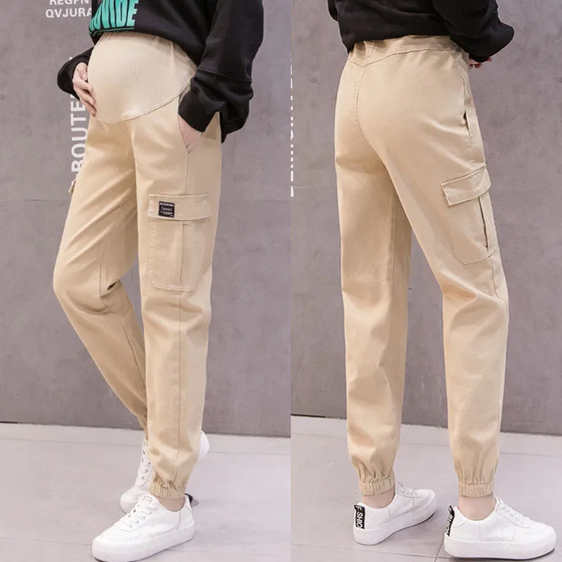 Повседневные Хлопковые Штаны для беременных с карманами брюки султанки