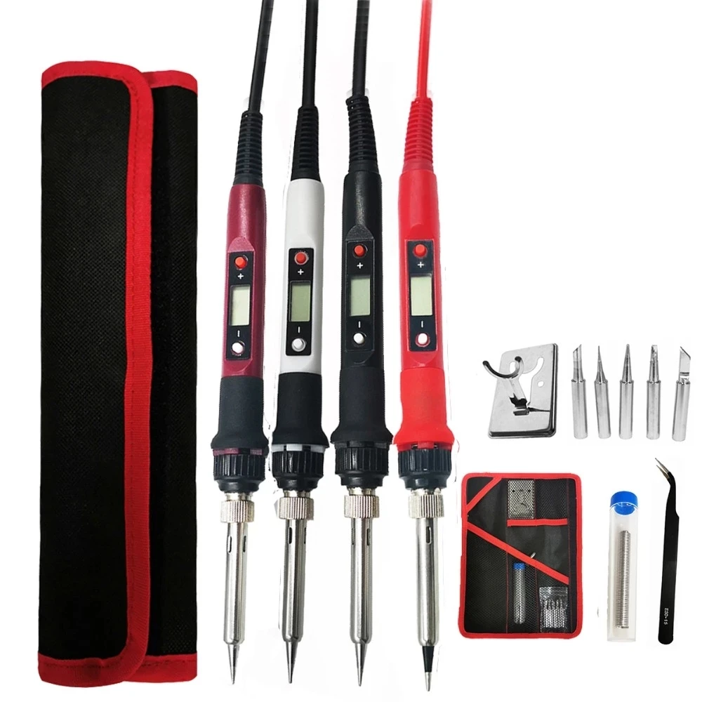 

80W Digital Electric Soldering Iron Kit Set Temperature Adjustable 220V 110V Welding Tool Ceramic Heater Soldering Tips Rework