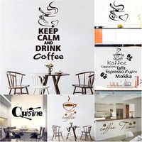 large size coffee vinyls wall stickers coffee shop window decoration wallpaper for kitchen accessories decor decals wallstickers