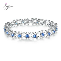elegant silver bracelet created blue zircon chain bracelet for women lady fashion gemstone jewelry charm bracelets wholesale