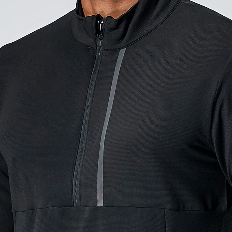 

Fitness Long Shirt Men Men Spring Autumn Running Shirts Dry Fit Outdoor Sports Tee Half Zipper Reflectivem Man Training T shirts