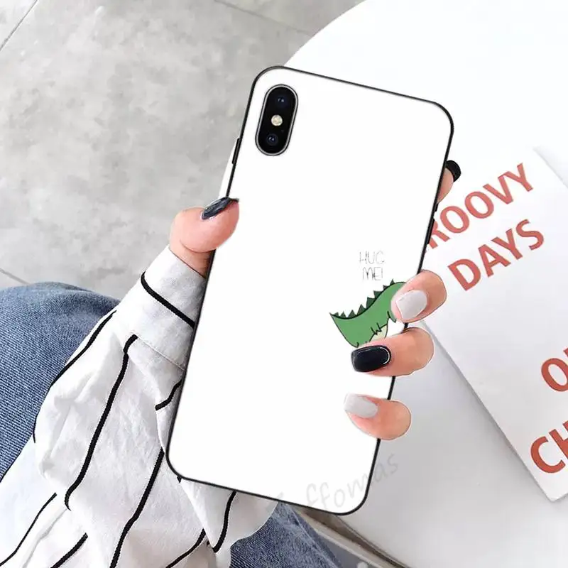 

Cute animal dinosaur Phone Case Candy Color for iPhone 6 7 8 11 12 s mini pro X XS XR MAX Plus