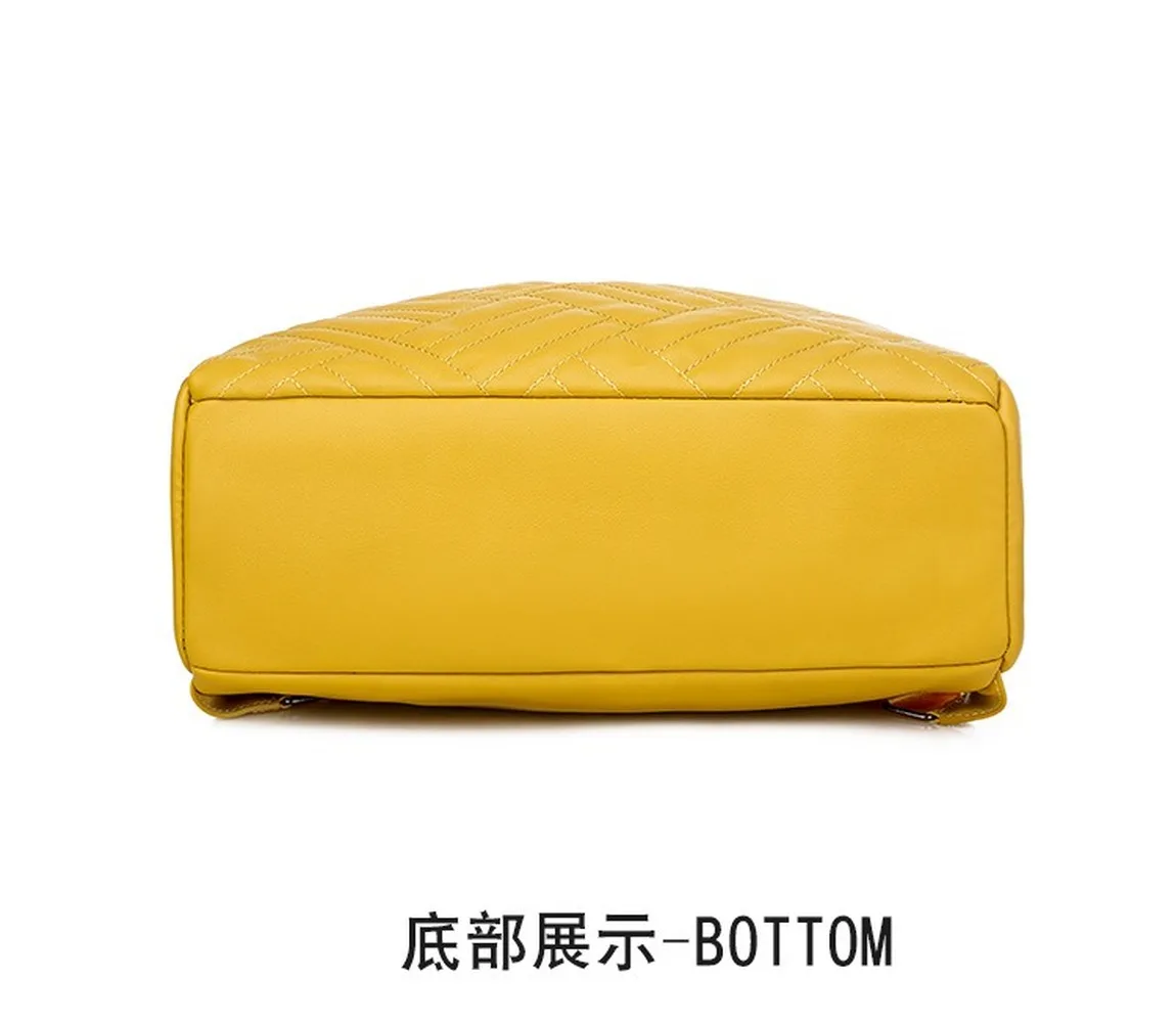 

Embroidery Thread Plaid Backpack Female Solid Color PU Soft Side Korean Version Fashion 2020 The New Cute Backpack Women