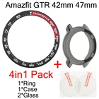 3in1 пакет и устойчивая к царапинам защита ободок кольцо для huami amazfit gtr 47 мм 42 мм чехол Чехол Корпус + стеклянная пленка протектора экрана