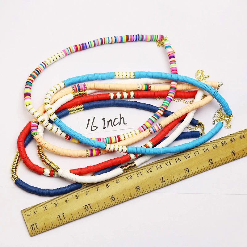 

10 Strand Clay Mask Chains Colorful Necklace Women Handmade Colorful Face Mask Handmade Long Beaded Necklace Gift 9809
