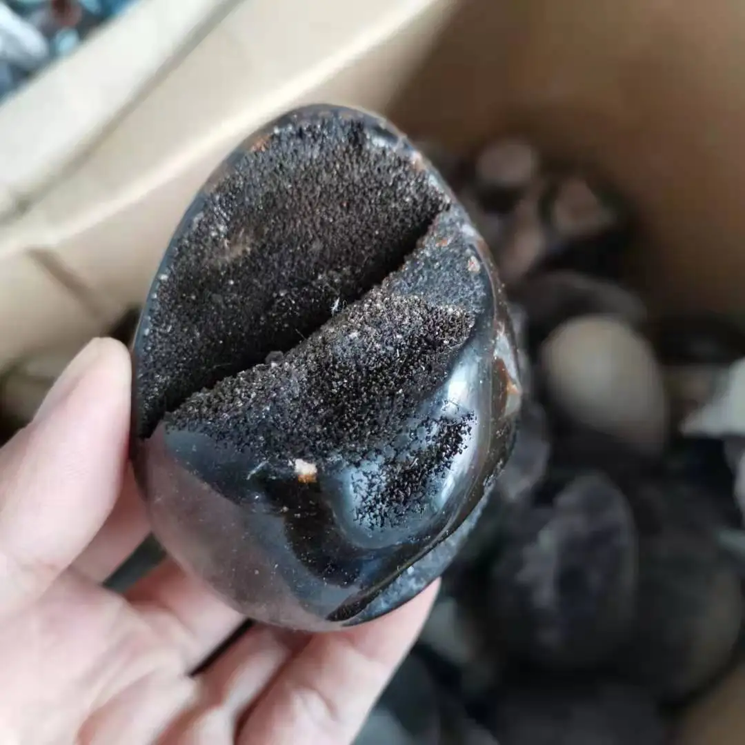 Natural septarium Geode Egg Shaped Ornament mineral specimen for Teaching | Дом и сад