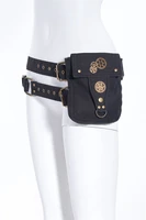 rq bl sp039 black brown green side pocket bronze gears steampunk waist belt bag