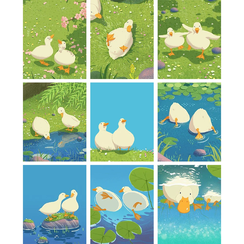 

Cute Big Fat Duck DIY Digital Painting By Numbers Modern Wall Art Canvas Painting Unique Gift Home Decor 40x50cm
