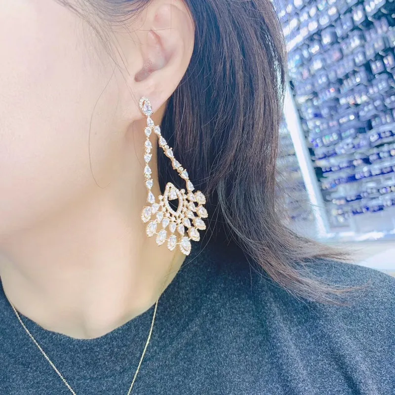 

925 Silver Needle Fashion exquisite micro-inlaid zircon tassel earrings 210322-39